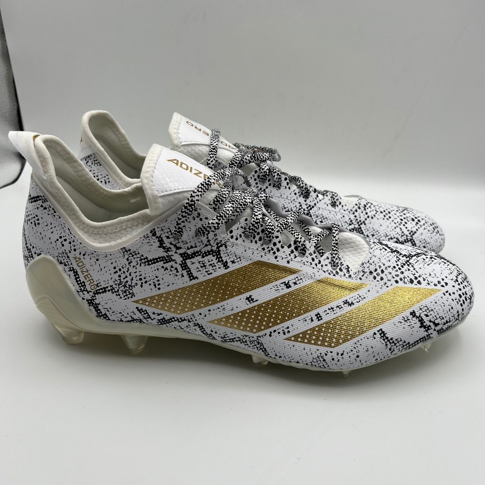 Adidas Adizero Electric.1 Football Cleats Mens 14 White Gold Snakeskin Print